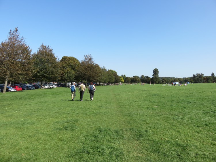 The open grassy area at the entrance to Blaise Castle Estate