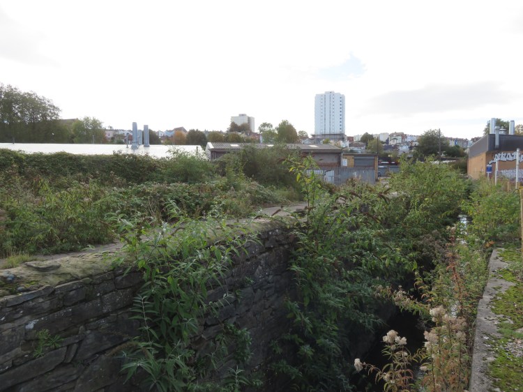The Malago runs through derelict land at Clarke Street