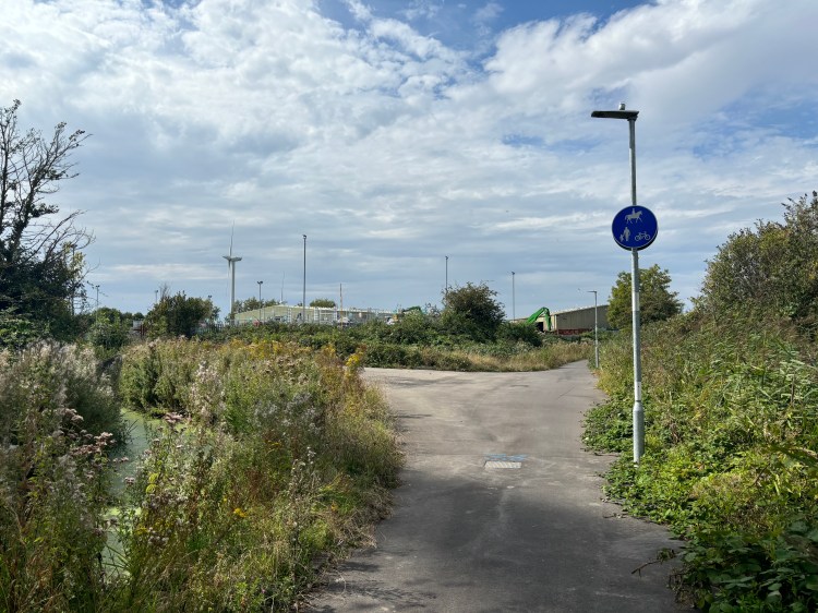 At the back of the recycling centre